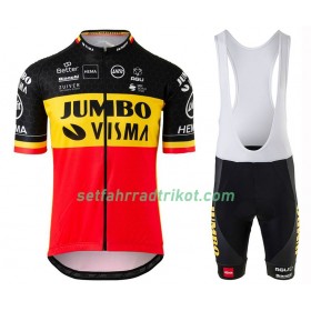 Fahrradbekleidung Radtrikot Kurzarm + Trägershorts 2020 Team Jumbo-Visma Belgische Meister N001